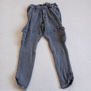 free people ♡ one frankie cargo waffle knit pants small gray taylor swift